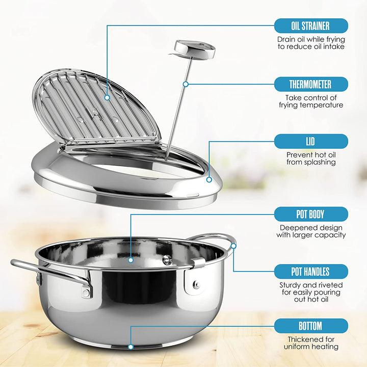 Lighteme Deep Frying Pot with Precision Thermometer