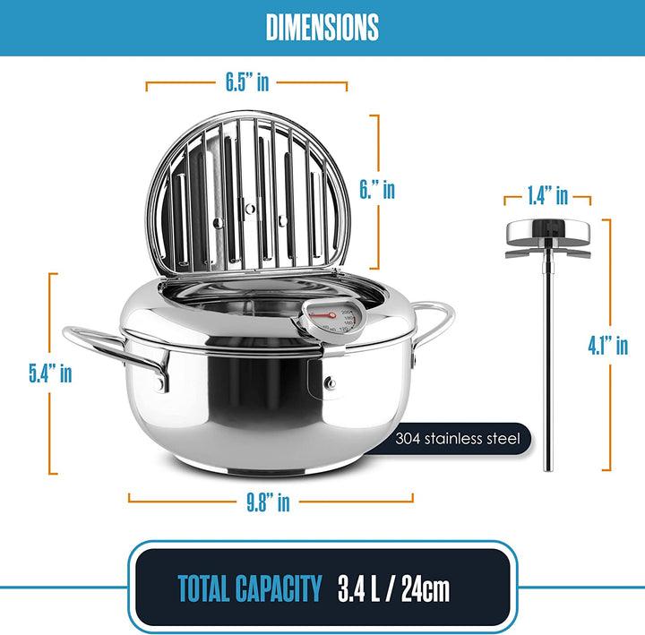 Lighteme Deep Frying Pot with Precision Thermometer