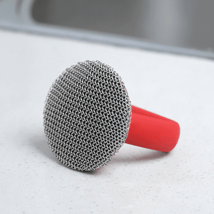 Lighteme Durable Stainless Steel Chainmail Scrubber for Cast Iron Pans