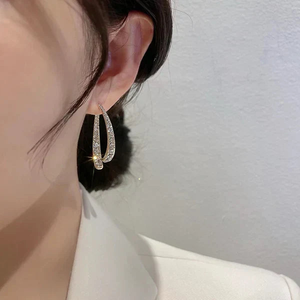 Lighteme Cross-shaped curved earrings