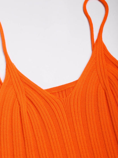 Lighteme Orange Women Summer Dress