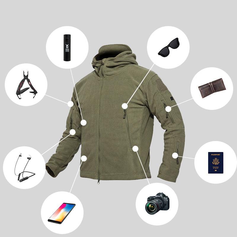 Lighteme Warm Fleece Hooded Tactical Military Jacket Coat