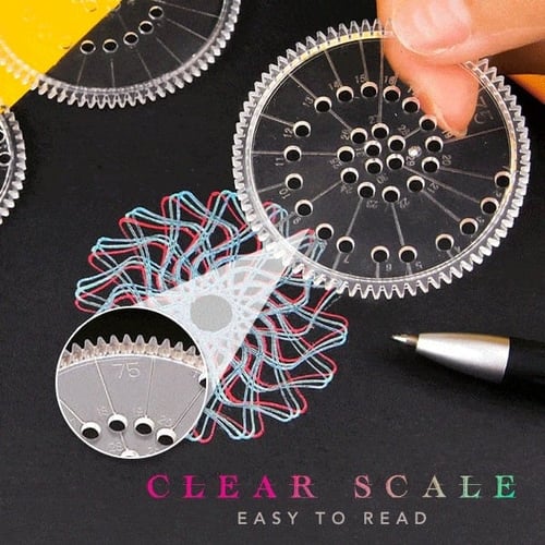 Lighteme Spiral Art Clear Gear Geometric Ruler