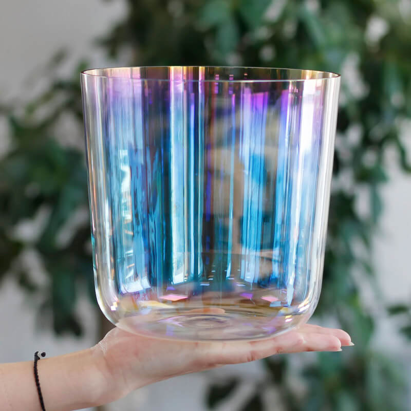 Lighteme Clear Rainbow Sound Crystal Bowls Quartz Chakra Sound Healing Singing Bowls