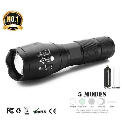 Tactical LED Flashlight 3800 lumens 5-MODE WATERPROOF COATING