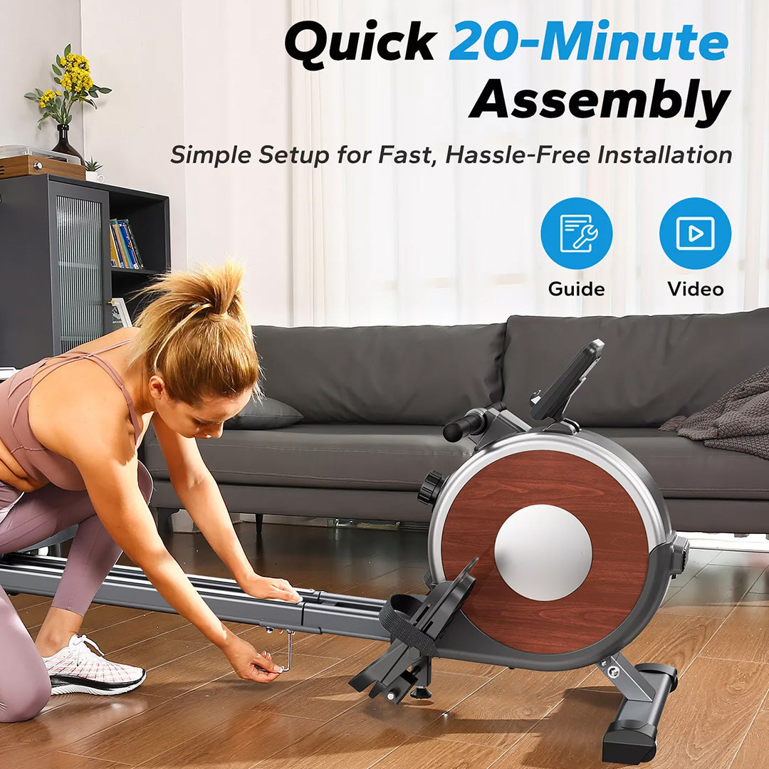 Lighteme Magnetic Rowing Machine – Foldable Rower with 16-Level Resistance & LCD Monitor for Home Workouts