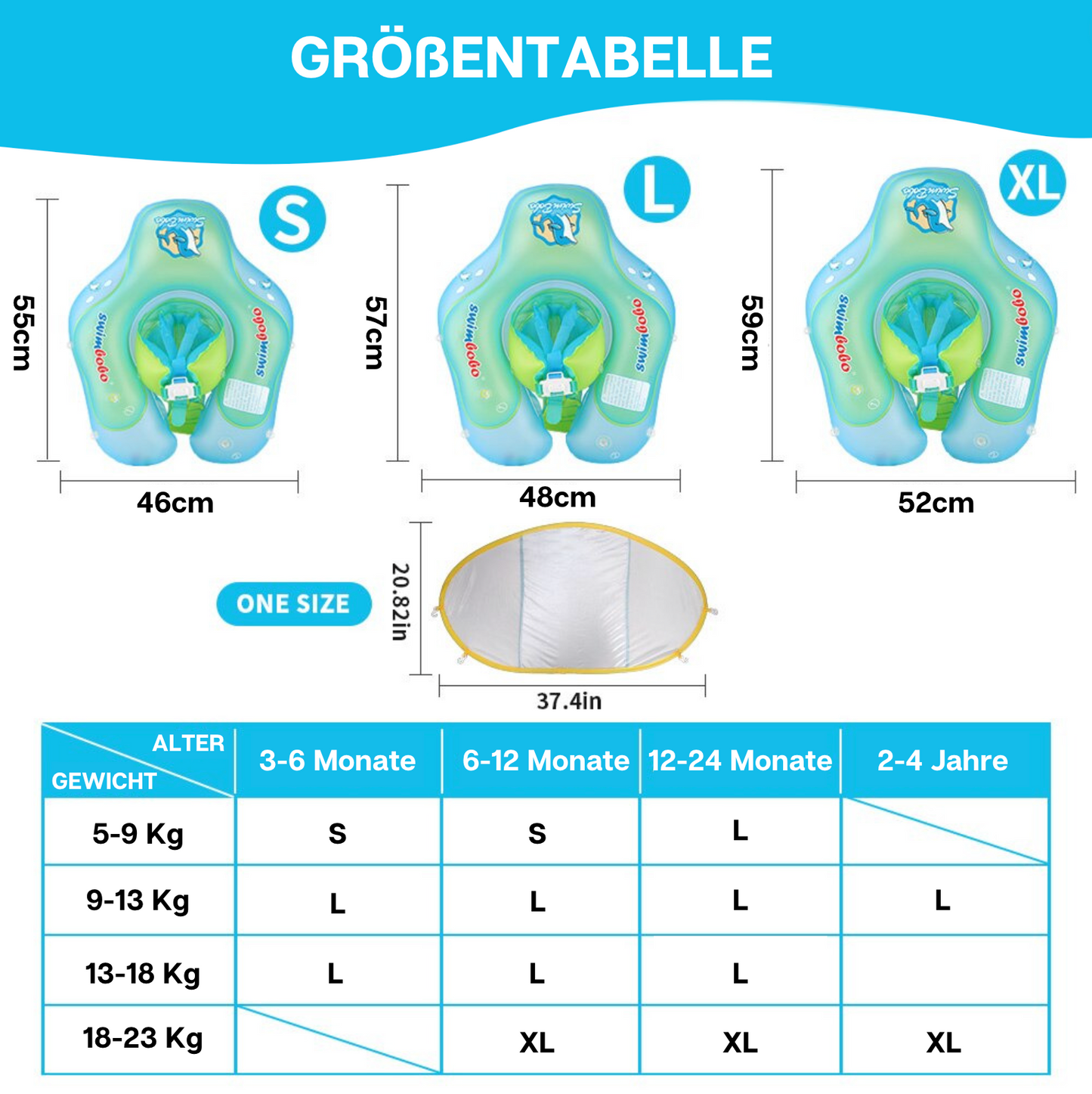 Lighteme Swim Ring - With its detachable sun canopy, exceptional UV protection