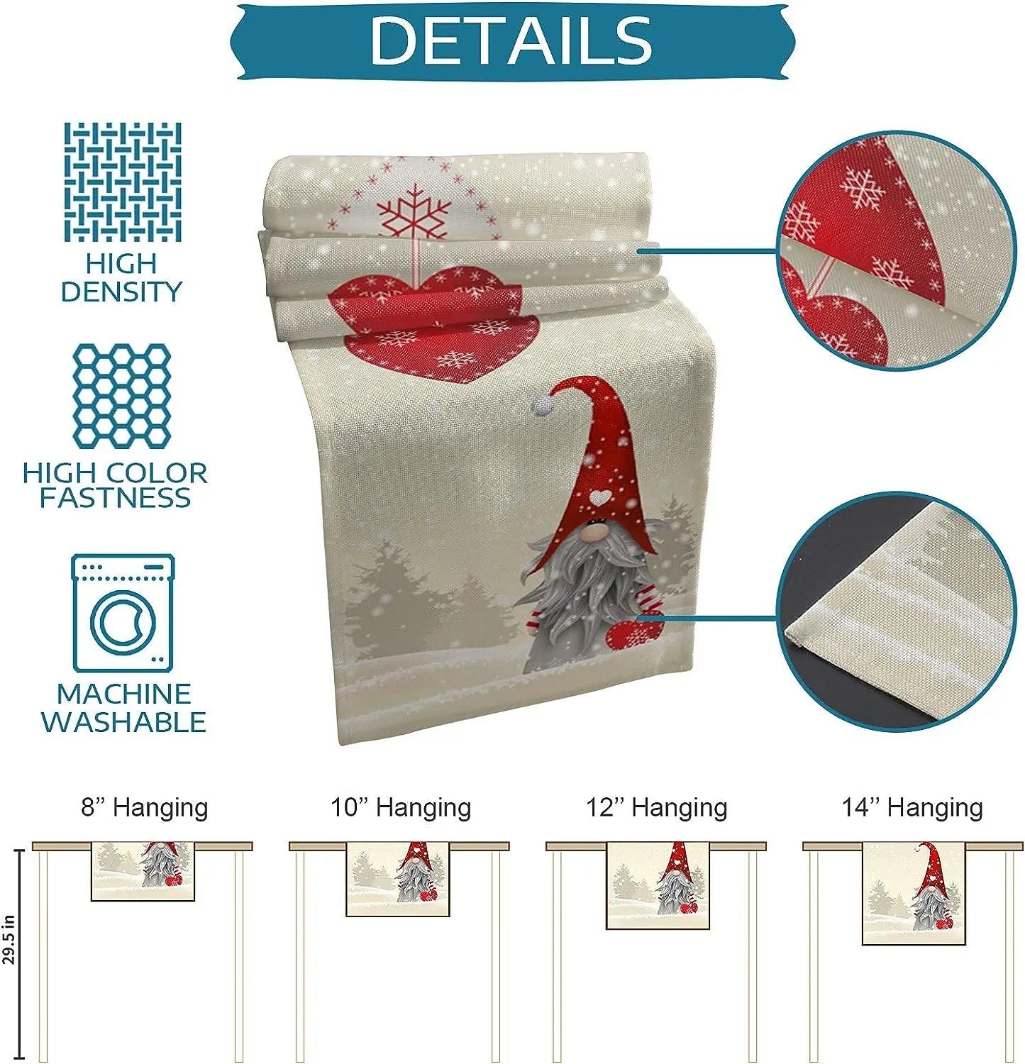 Lighteme Christmas table runner with snowflake gnomes, festive table decoration!