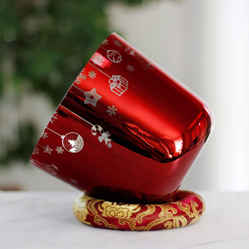 Lighteme Christmas Red Crystal Sound Bowls 5 -9 Inch Quartz 7 Chakra Singing Bowls Meditation Healing Relaxation Cleansing