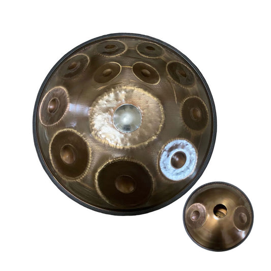 Customized 22 Inch 14(12+2) Notes F3 Ember Steel Handpan Drum, Available in 432 Hz and 440 Hz, High-end Percussion Instrument