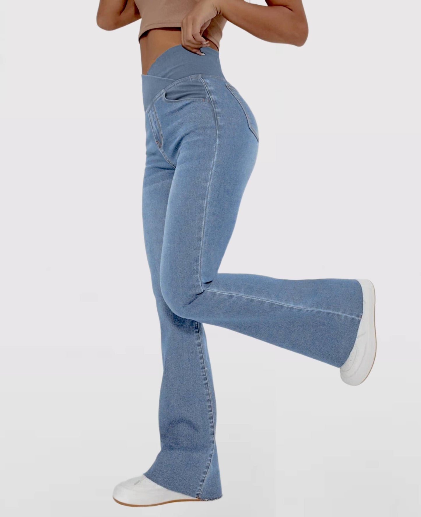 Lighteme High-waisted crossover jeans