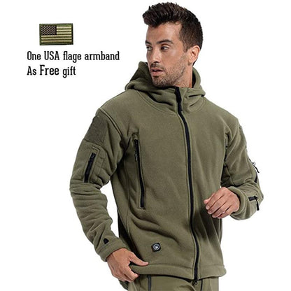 Lighteme Warm Fleece Hooded Tactical Military Jacket Coat