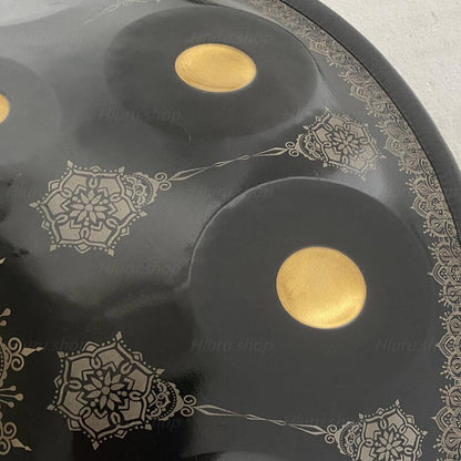 MiSoundofNature Customized F3 Dorian Scale Handmade 22 Inch 9+2 Notes Stainless Steel / Nitride Steel Mandala pattern Handpan Drum, Available in 432 Hz and 440 Hz