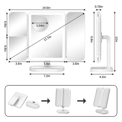 Lighteme Tri-Fold LED Makeup Mirror