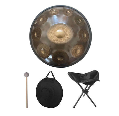 MiSoundofNature Sun God Handmade Hammering Custom F3 Low Pygmy Scale 22 Inch 10/(10+2) Notes 1.2mm Nitride Steel Handpan Drum