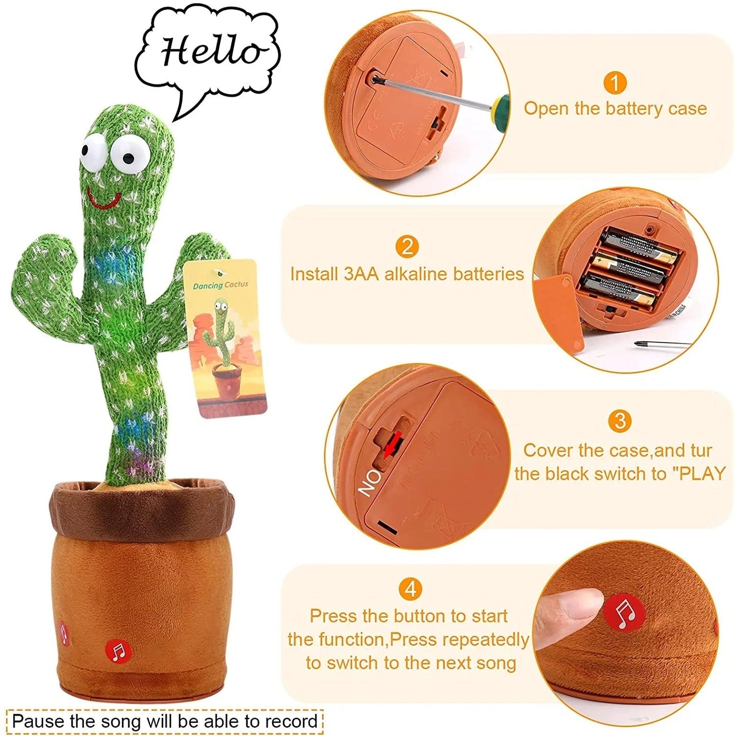 Lighteme Singing, dancing, talking cactus toy