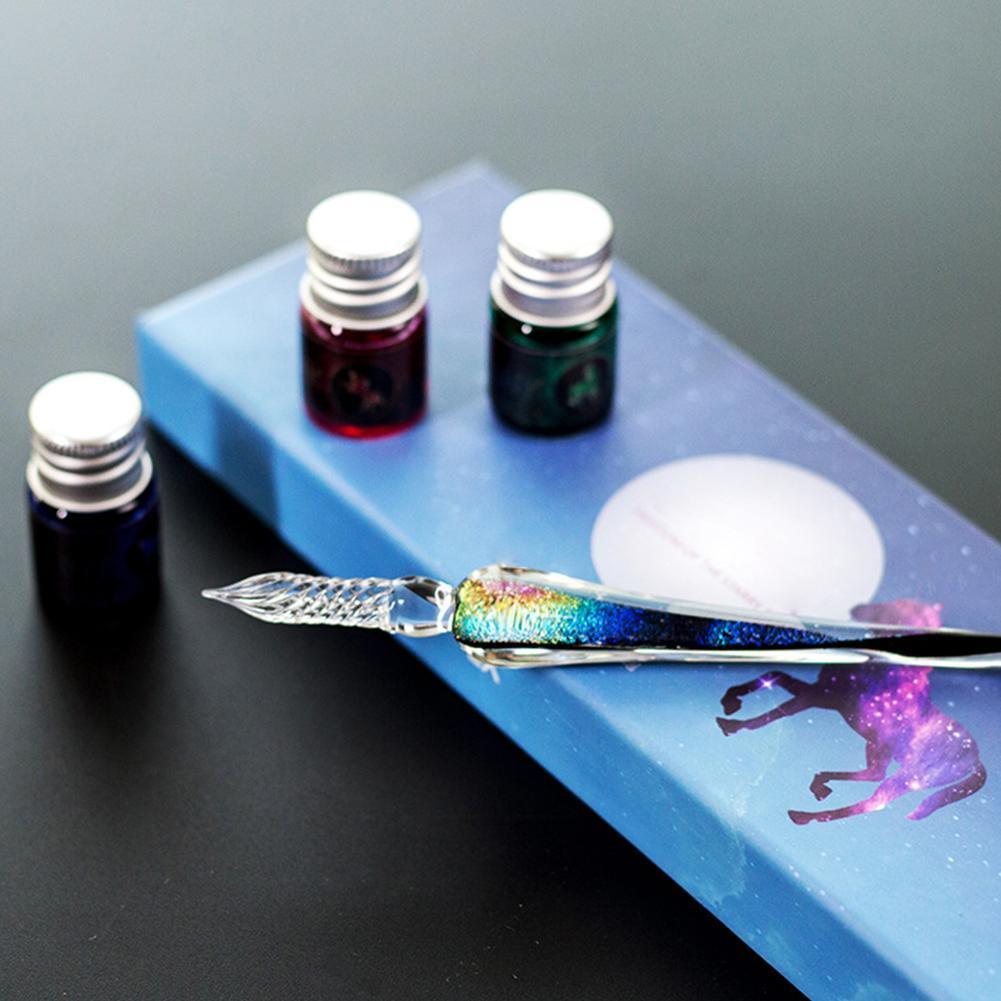 Lighteme Handcrafted crystal calligraphy pen and color set