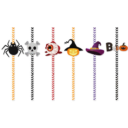 Lighteme 24pc Halloween Horror Paper Straws