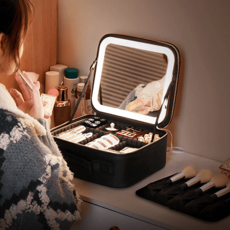 Lighteme LED mirror makeup travel case