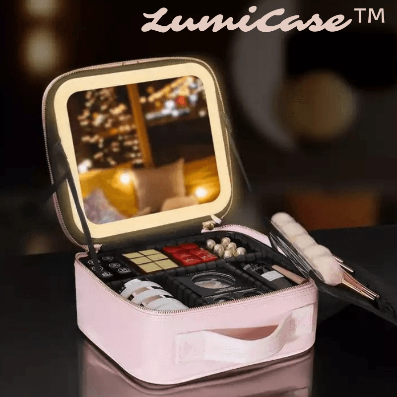 Lighteme LED mirror makeup travel case