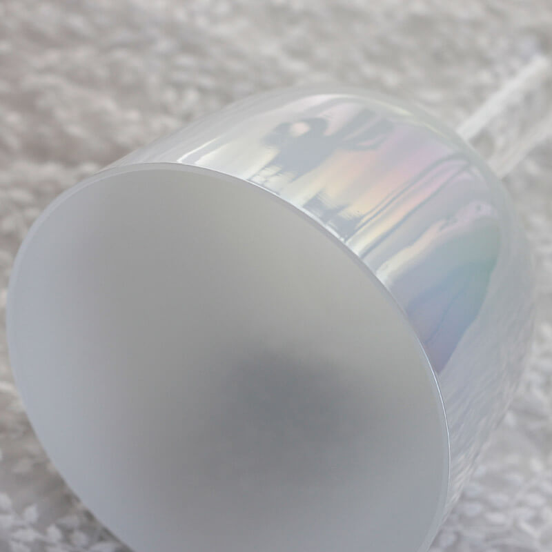 Lighteme Perlmuttfarbene Kristallschale mit Griff, Energietherapie, Chakra, Quarzkristall, Klangschalengriff, 432 Hz/440 Hz