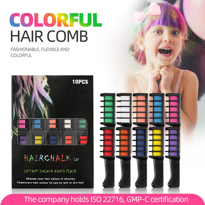 Lighteme Temporary Hair Coloring Chalk Comb | Set of 10 Colors