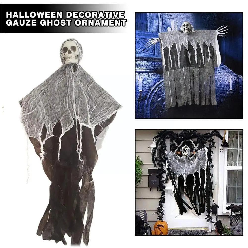 Lighteme Halloween Hanging Ghost Skull with Gauze