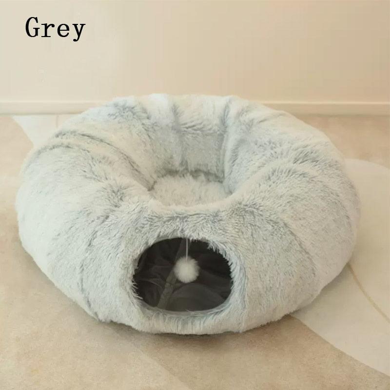 Lighteme 2 in 1 Round Cat Bed and Tunnel Toy