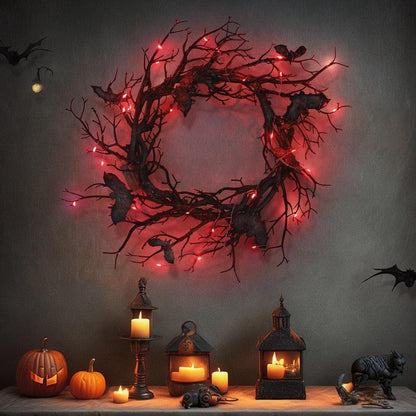 Lighteme Halloween Wreath With Red LED Lights