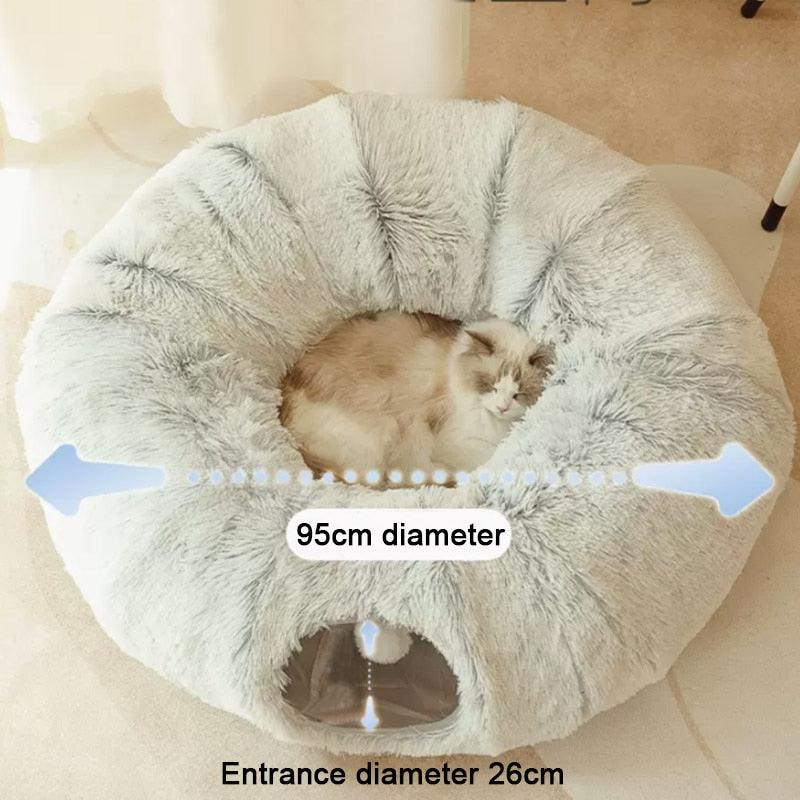 Lighteme 2 in 1 Round Cat Bed and Tunnel Toy