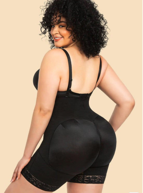 Lighteme Plus Size Slimming Zip Up Bodysuit with Butt Lifter