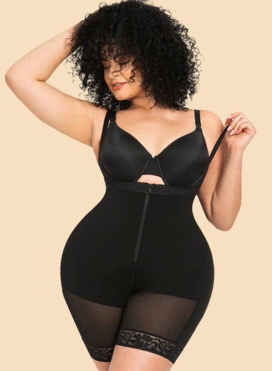 Lighteme Plus Size Slimming Zip Up Bodysuit with Butt Lifter