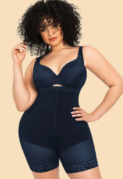 Lighteme Plus Size Slimming Zip Up Bodysuit with Butt Lifter