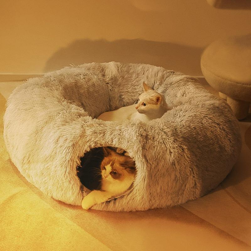 Lighteme 2 in 1 Round Cat Bed and Tunnel Toy