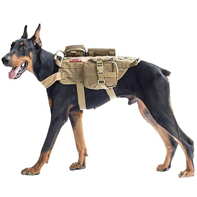 Lighteme 3 Colors Tactical Dog Harness Adjustable Military K9 Harness Vest with 3 Detachable Pouches Clearance