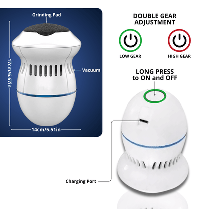 Lighteme Electric Foot Grinder with Vacuum | incl. 2 Grinder Heads