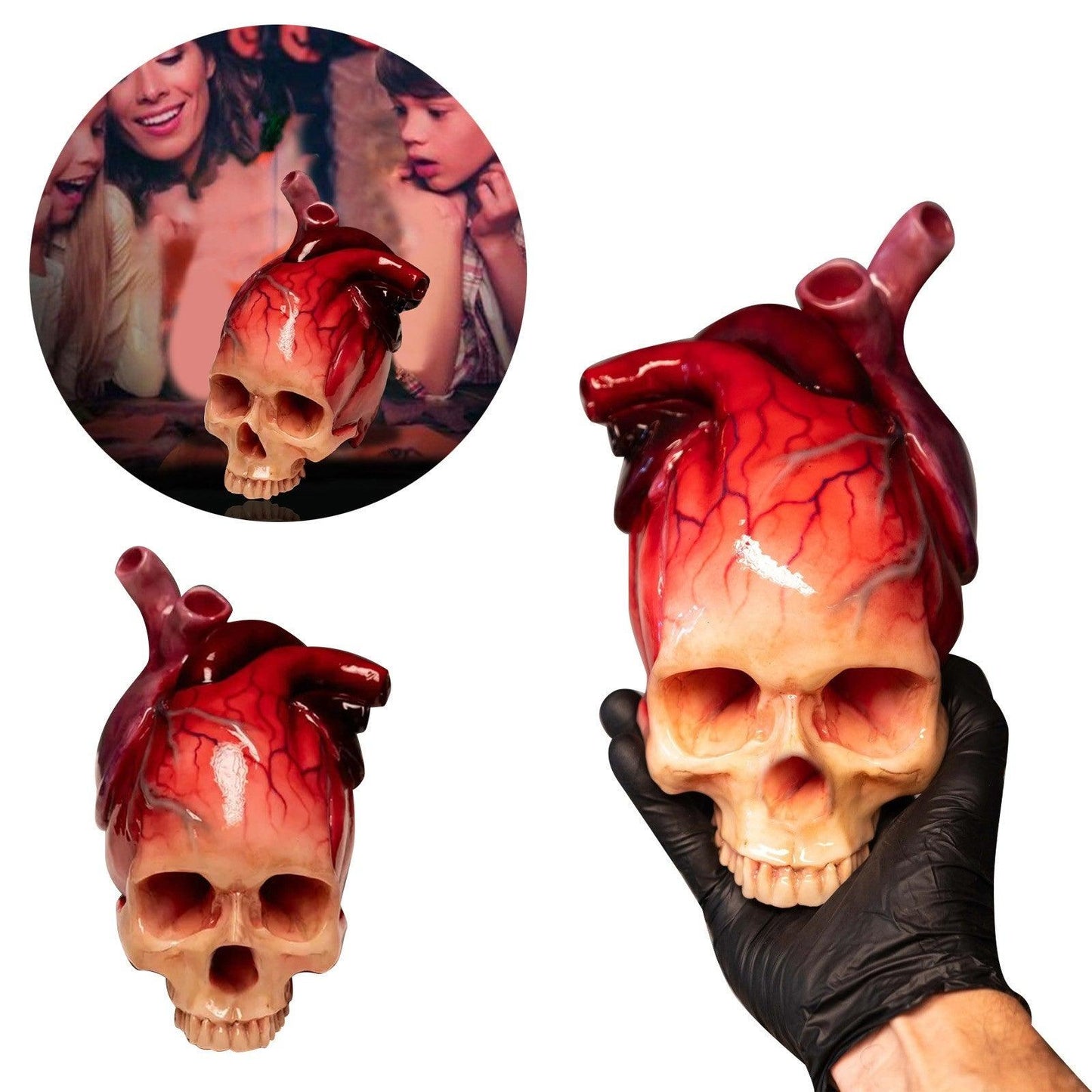 Lighteme Realistic Halloween Heart-Shaped Skull Sculpture