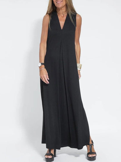 Lighteme Elegant Solid Color Sleeveless Maxi Dress