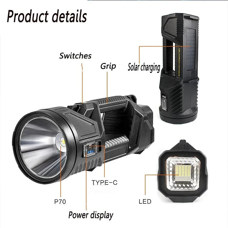 Lighteme USB Rechargeable Solar-Powered Handheld Searchlight