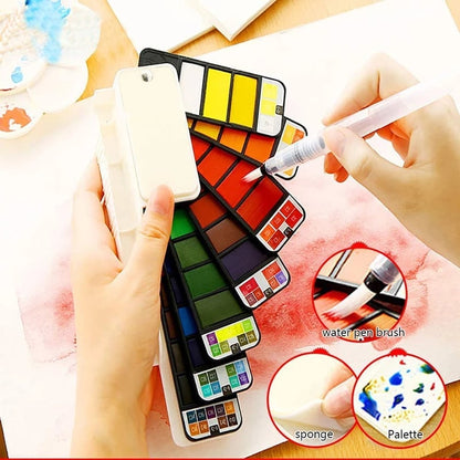 Lighteme Portable Watercolor Paint Set with Water Brush Pen