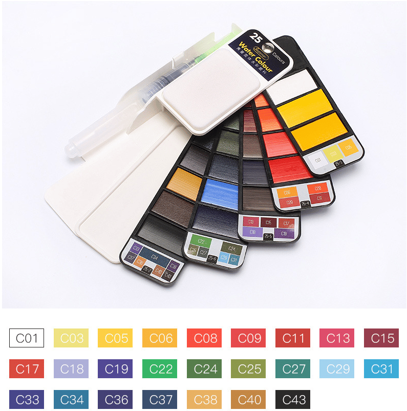 Lighteme Portable Watercolor Paint Set with Water Brush Pen