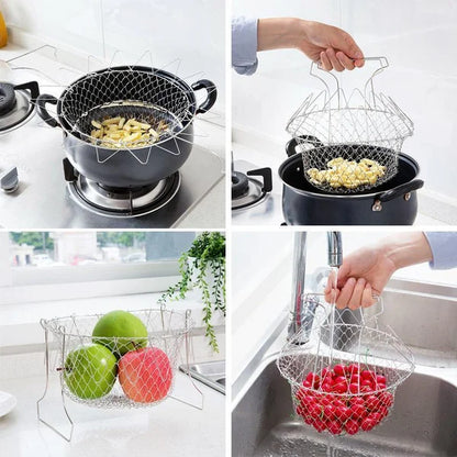 Lighteme Stainless steel cooking basket with pull-out colander