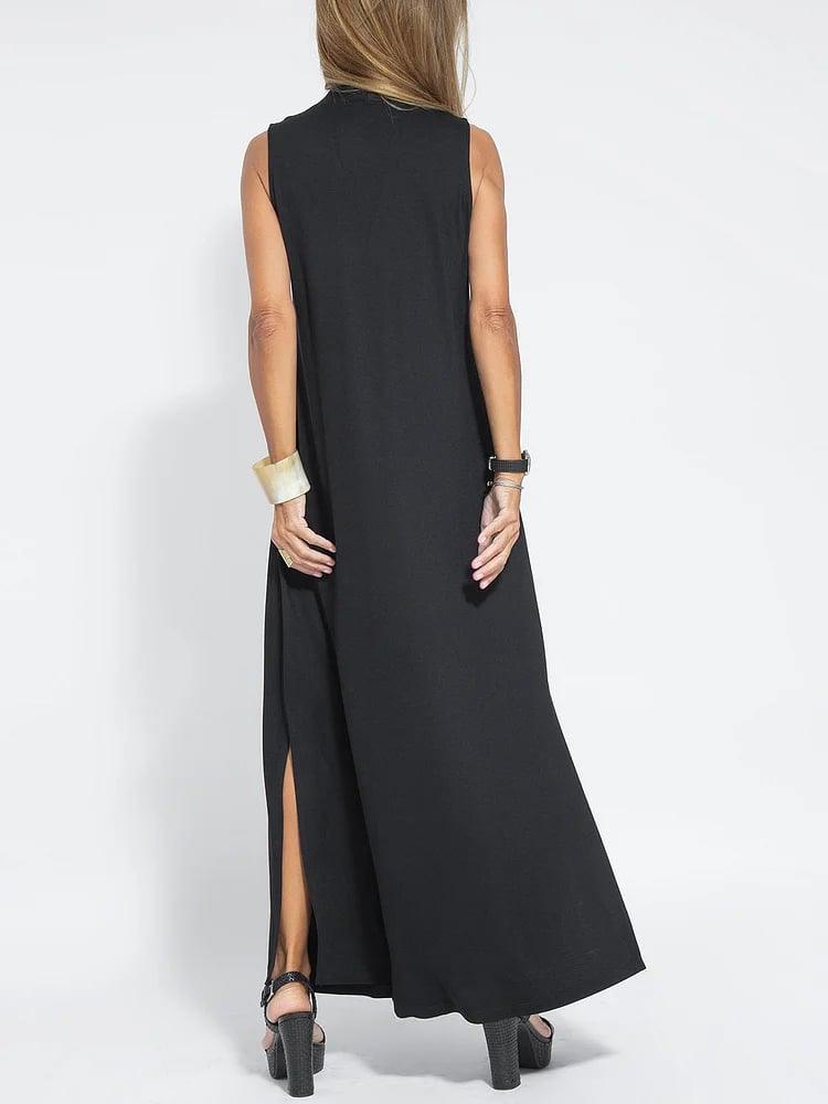 Lighteme Elegant Solid Color Sleeveless Maxi Dress