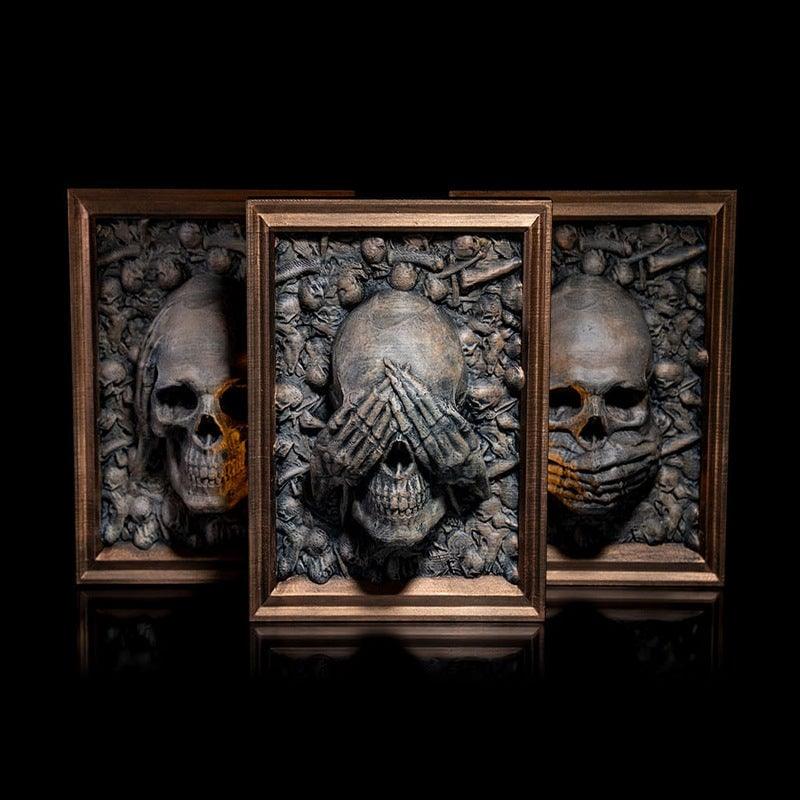 Lighteme 3D Halloween Three Wise Skulls Framed Picture