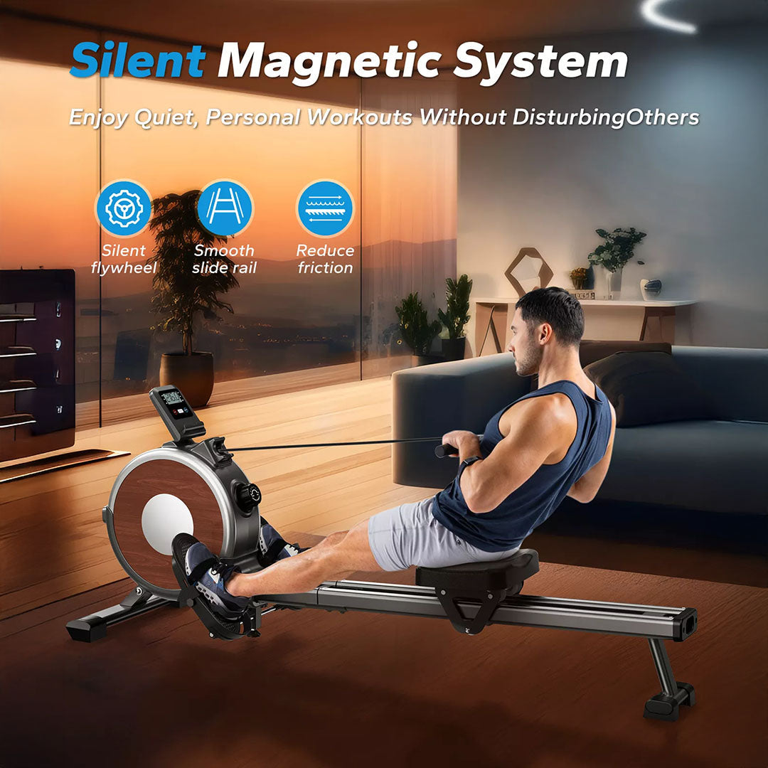 Lighteme Magnetic Rowing Machine – Foldable Rower with 16-Level Resistance & LCD Monitor for Home Workouts