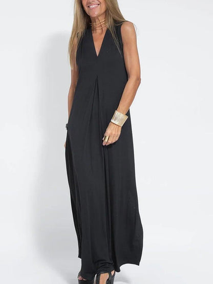 Lighteme Elegant Solid Color Sleeveless Maxi Dress