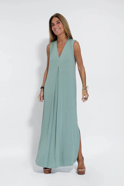 Lighteme Elegant Solid Color Sleeveless Maxi Dress