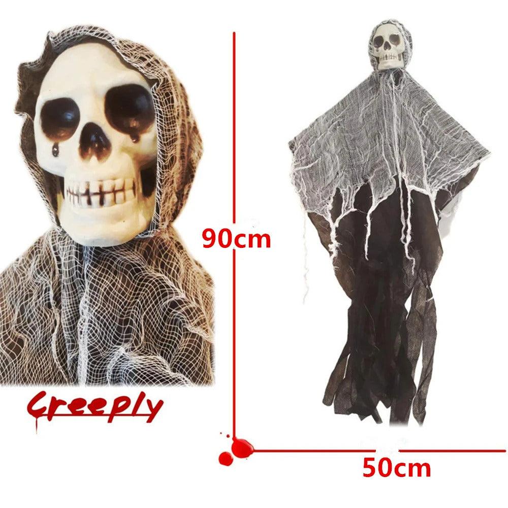 Lighteme Halloween Hanging Ghost Skull with Gauze