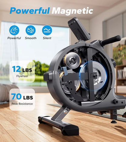 Lighteme Magnetic Rowing Machine – Foldable Rower with 16-Level Resistance & LCD Monitor for Home Workouts