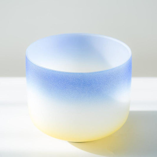 Blue-Yellow Frosted Crystal Singing Bowl 8-12-inch Quartz Chakra Sound Healing Bowl - HLURU.SHOP